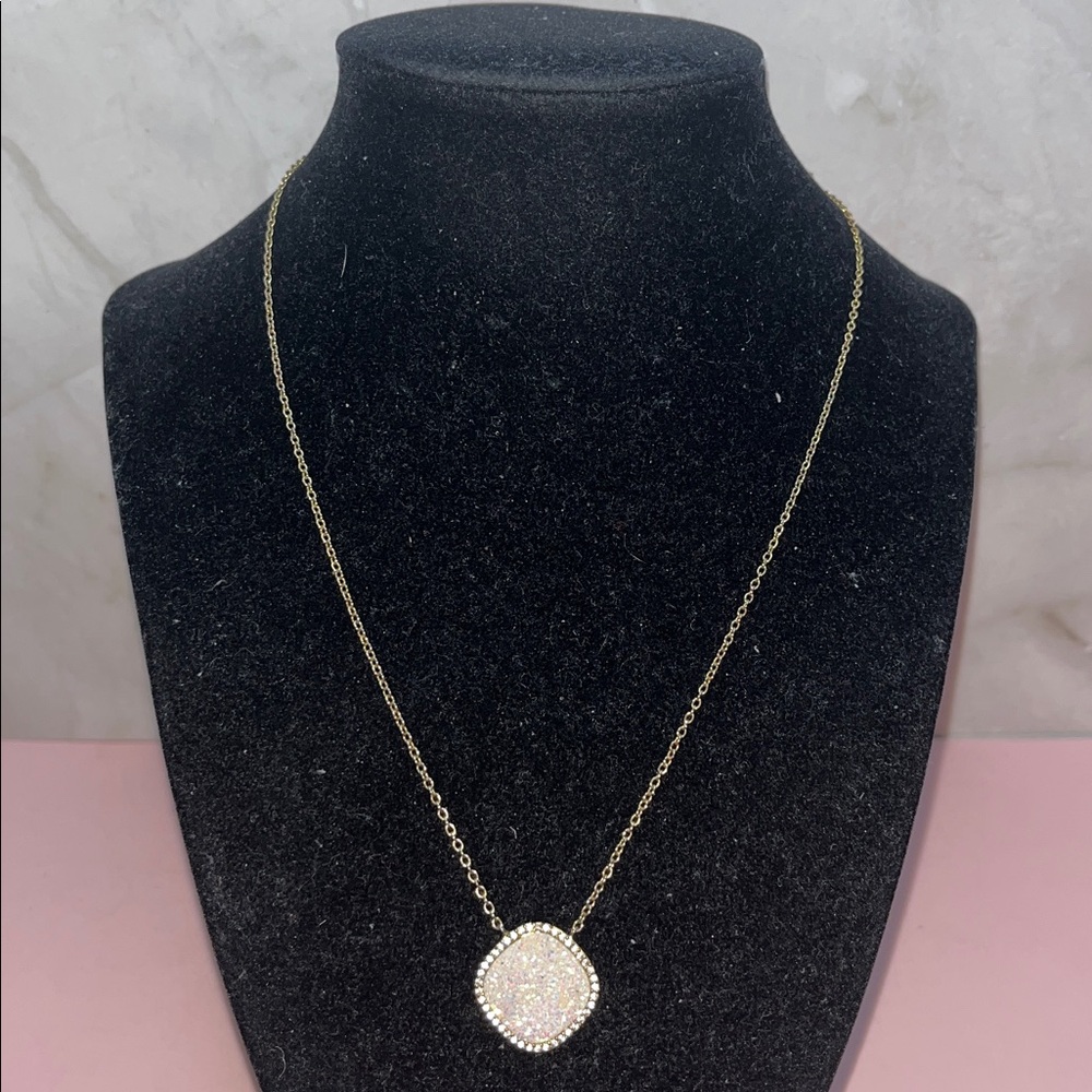 Marcia Moran Gold Necklace with Druzy Pendant